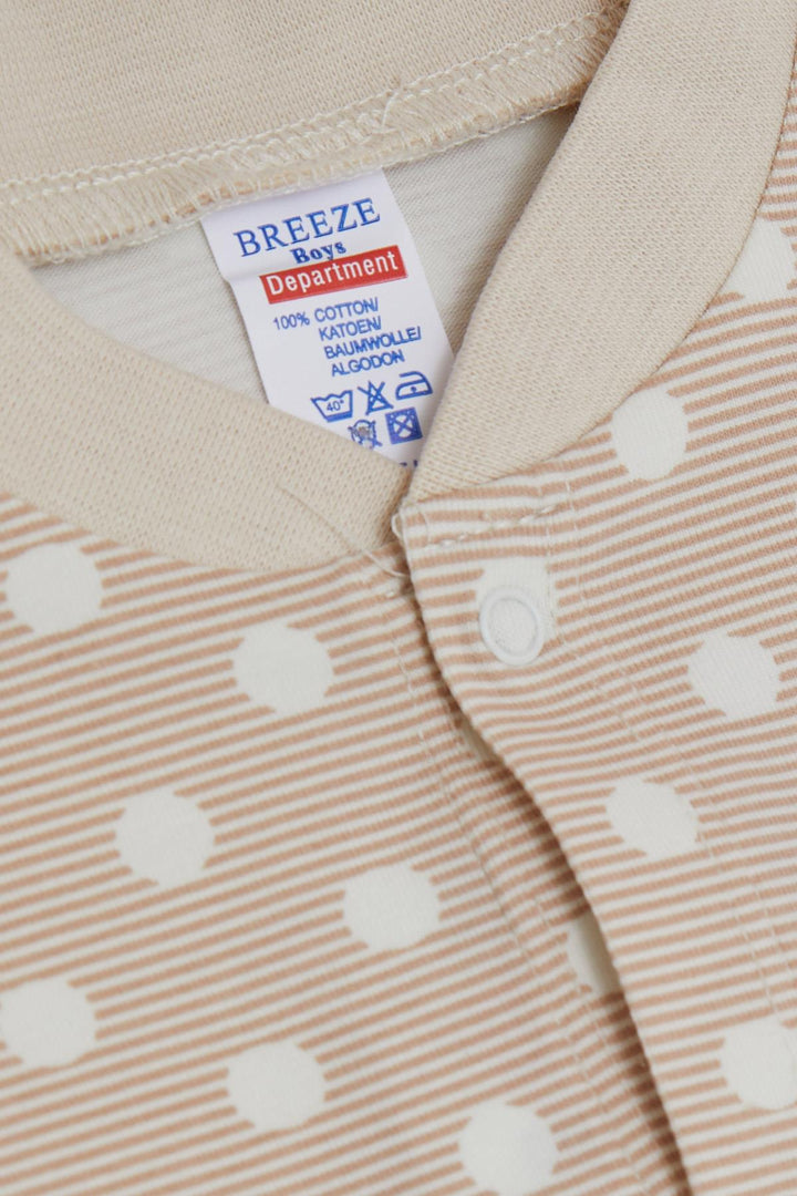 BRE Breeze Baby Boy Romper Striped Polka Dot Patterned 0-6 Months, Beige - Ibbenbüren