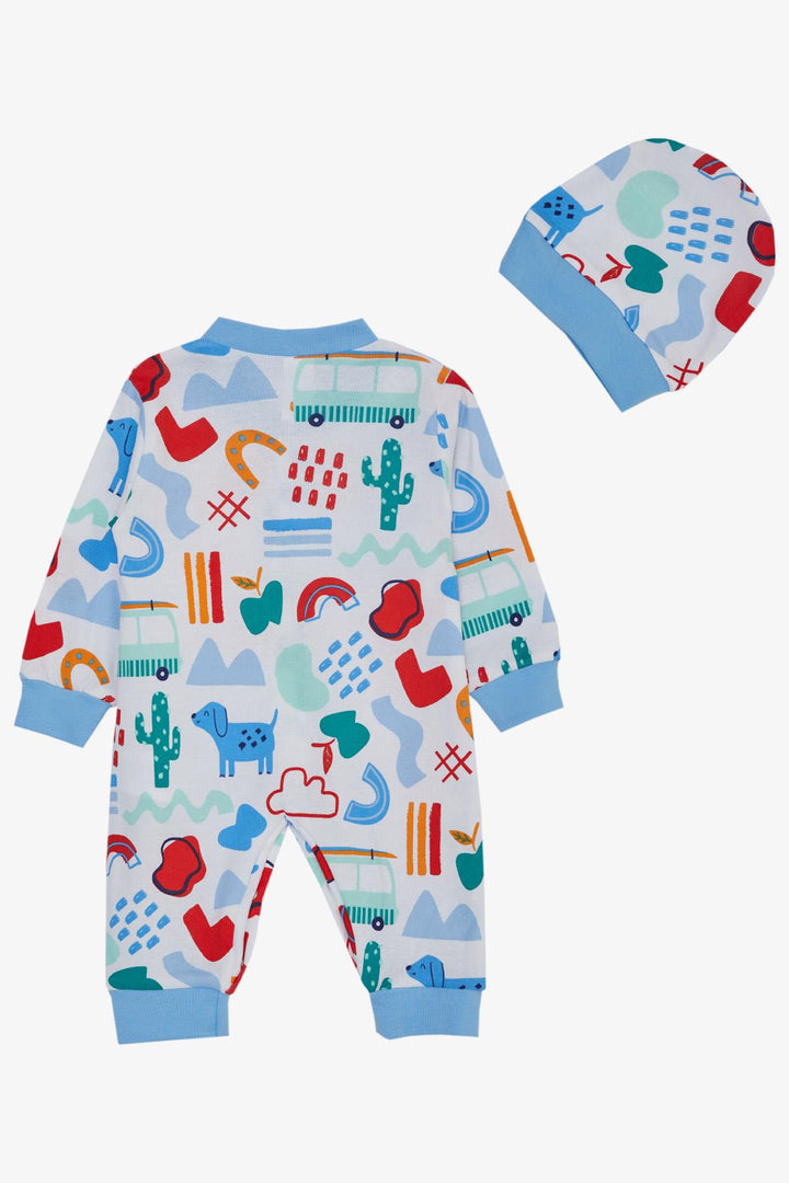 BRE Breeze Baby Boy Romper Patterned with Puppy Print 0-6 Months, White - Nizhyn