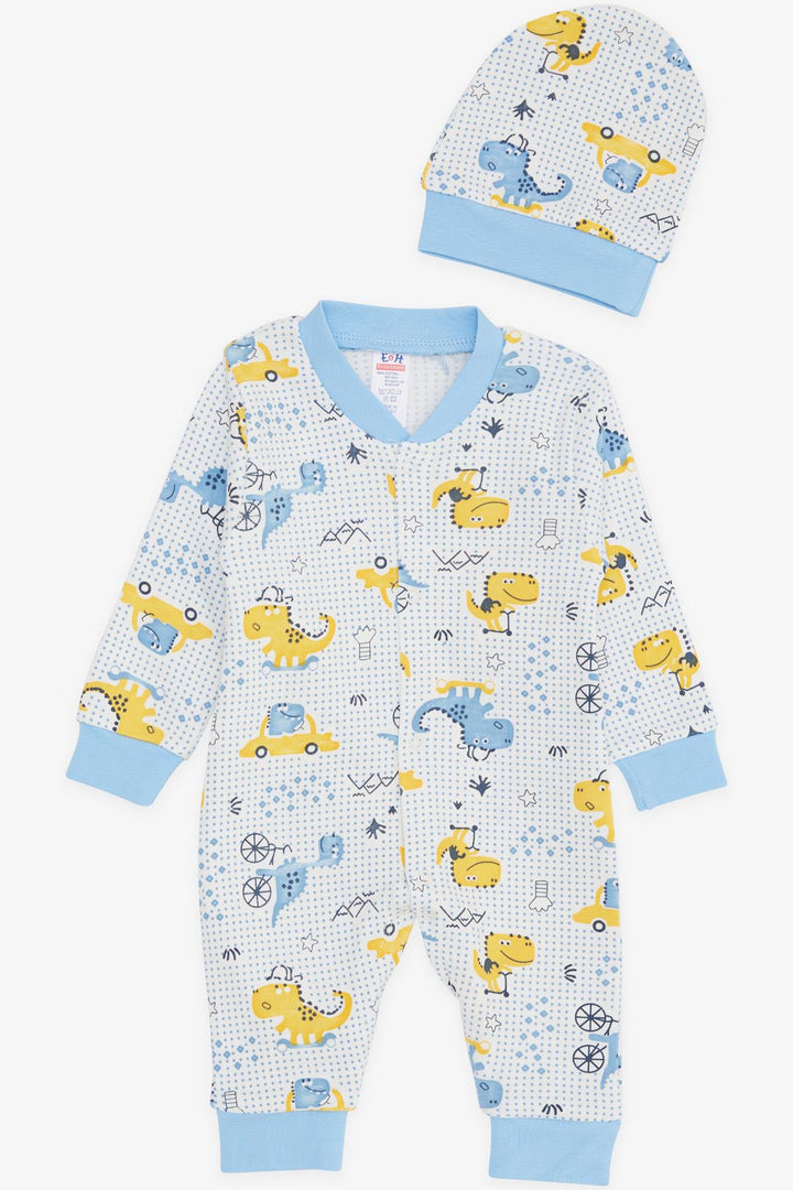 BRE Breeze Baby Boy Romper Fun Dinosaur Patterned 0-3 Months-6 Months, White - Sun City