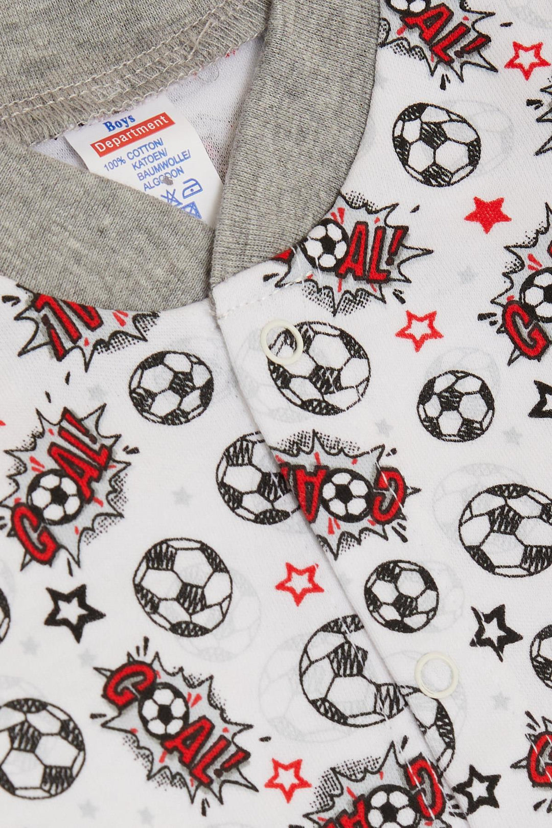 BRE Breeze Baby Boy Romper Soccer Themed Ball Patterned 0-6 Months, White - Hobart