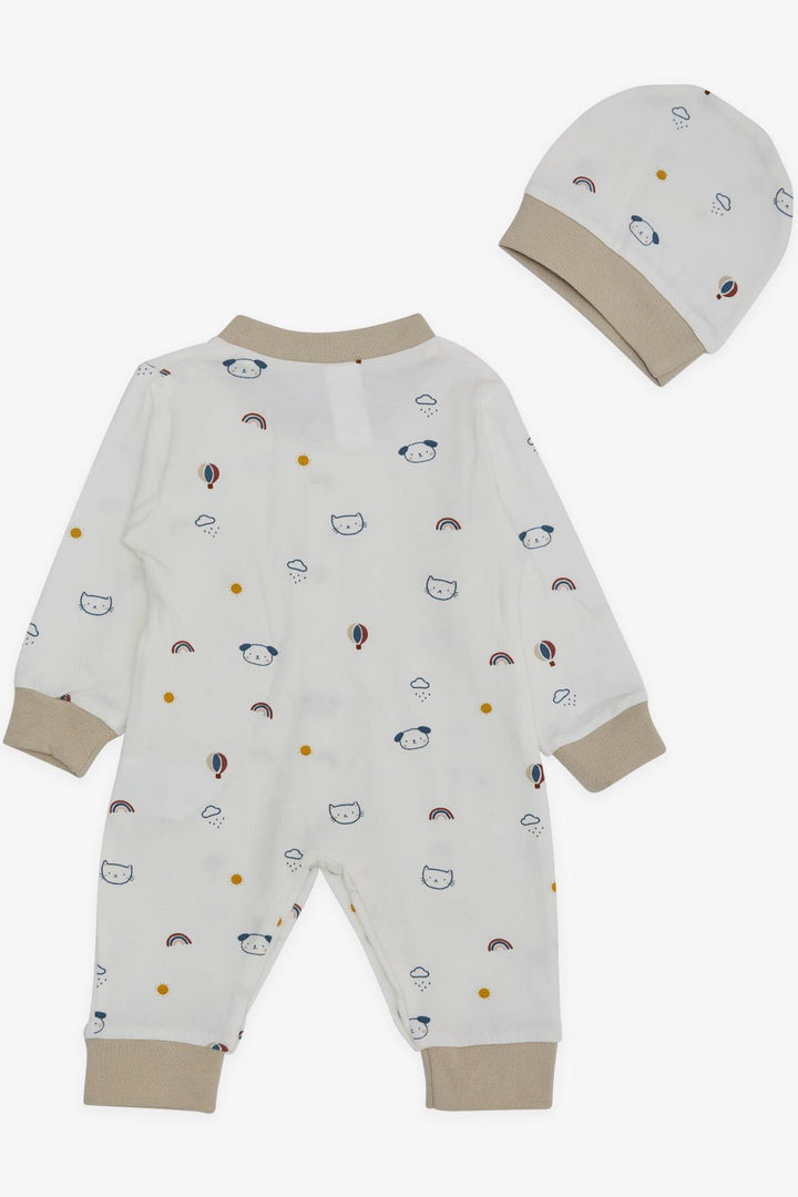 BRE Breeze Baby Boy Romper Sky Themed Animal Patterned 0-6 Months, Ecru - East Point