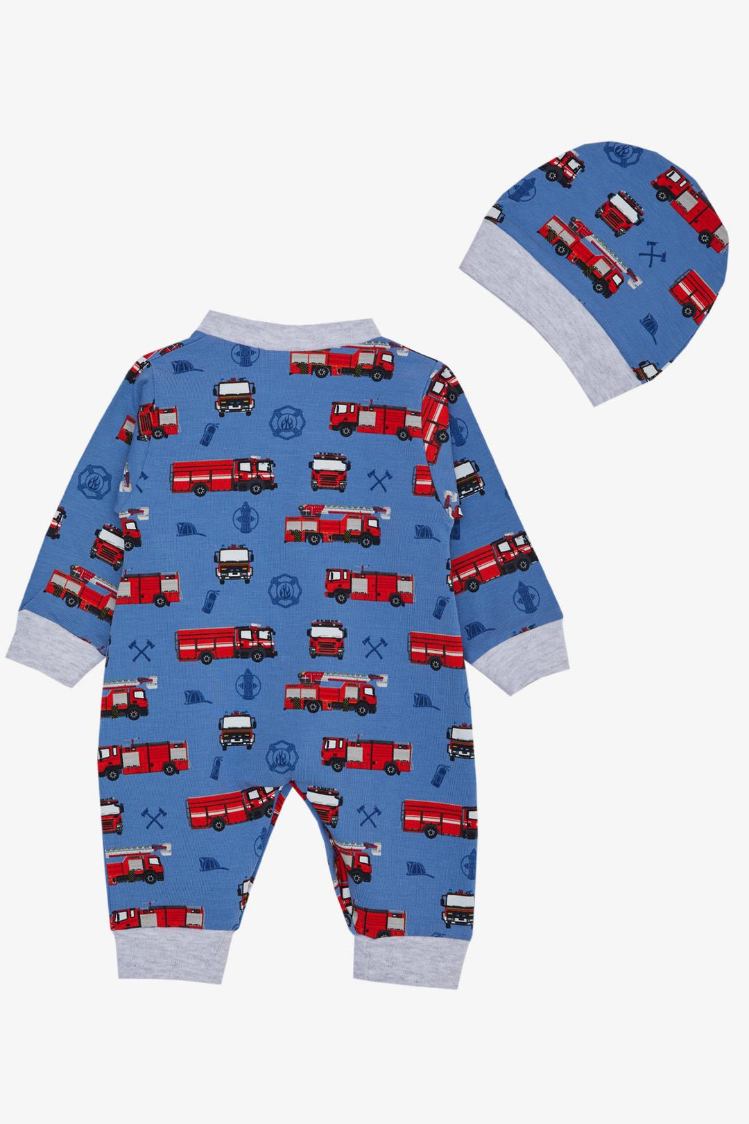 BRE Breeze Baby Boy Romper Fire Truck Patterned 0-6 Months, Indigo - Lynwood