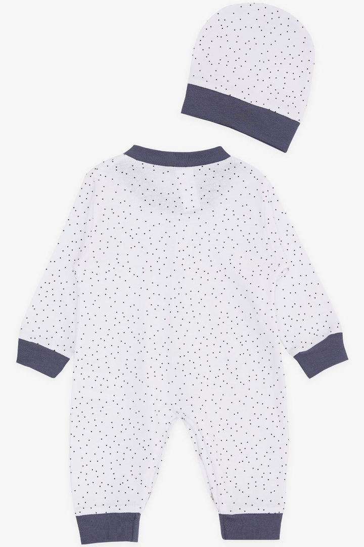 BRE Breeze Baby Boy Romper Polka Dot Patterned 0-3 Months-6 Months, White - Clay