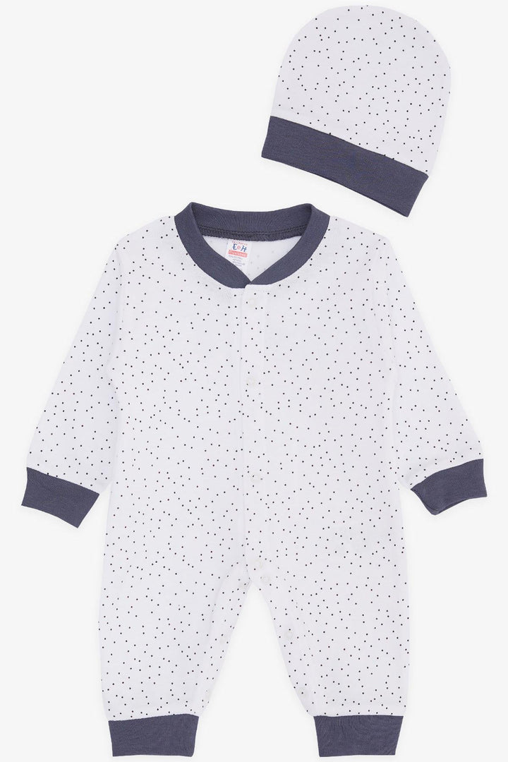 BRE Breeze Baby Boy Romper Polka Dot Patterned 0-3 Months-6 Months, White - Clay