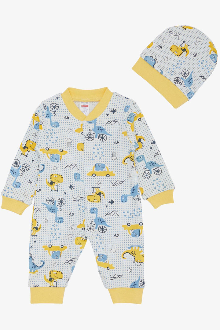 BRE Breeze Baby Boy Romper Polka Dot Cute Dinosaur Patterned 0-6 Months, White - Bristol