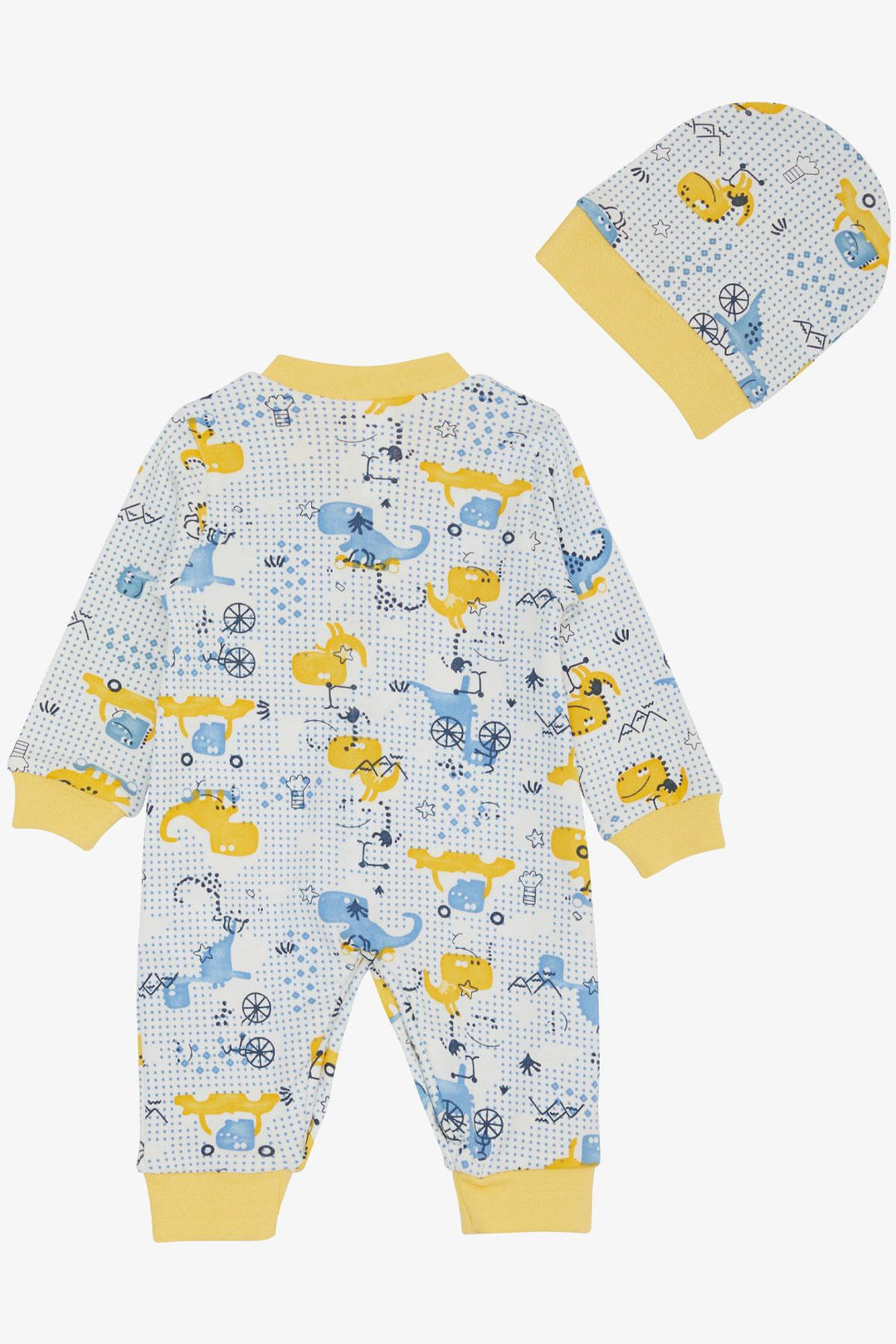 BRE Breeze Baby Boy Romper Polka Dot Cute Dinosaur Patterned 0-6 Months, White - Bristol