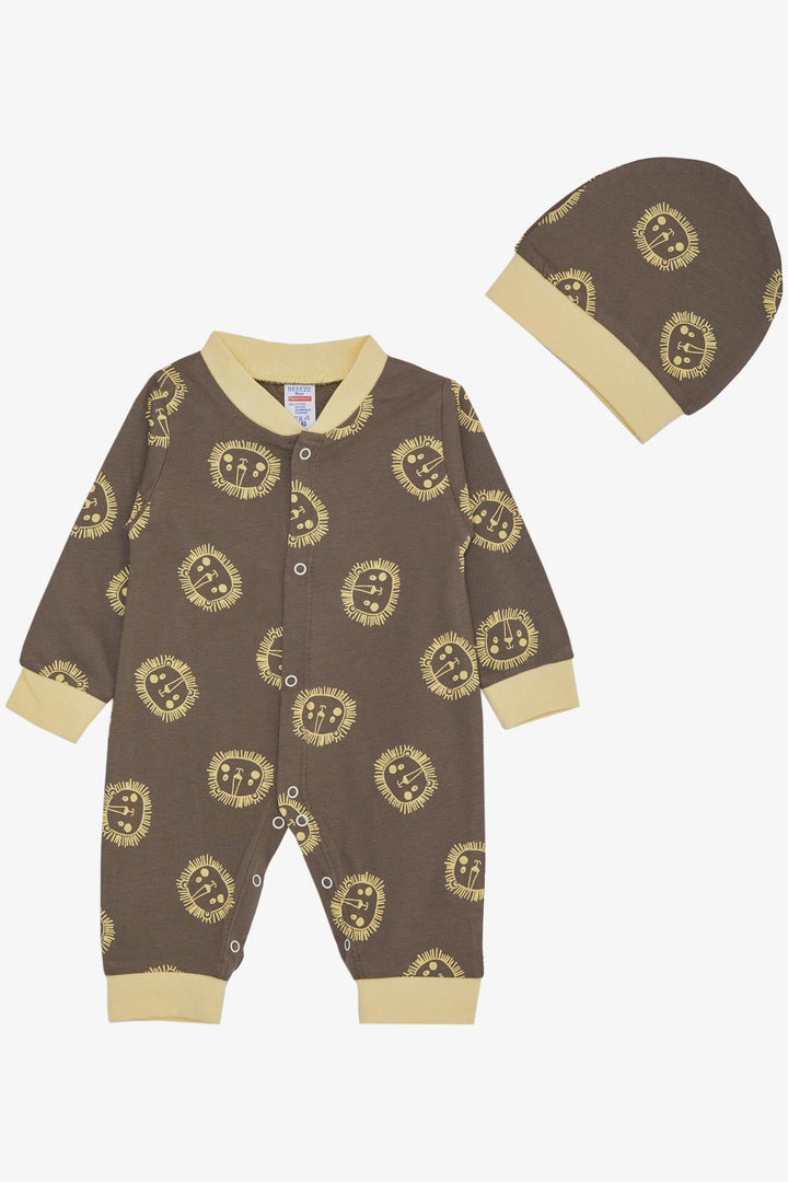 BRE Breeze Baby Boy Romper Cute Lion Patterned 0-6 Months, Mink - Arras