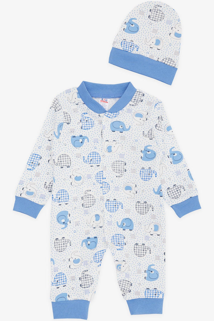 BRE Breeze Baby Boy Romper Cute Baby Elephant Patterned 0-3 Months-6 Months, White - Moore