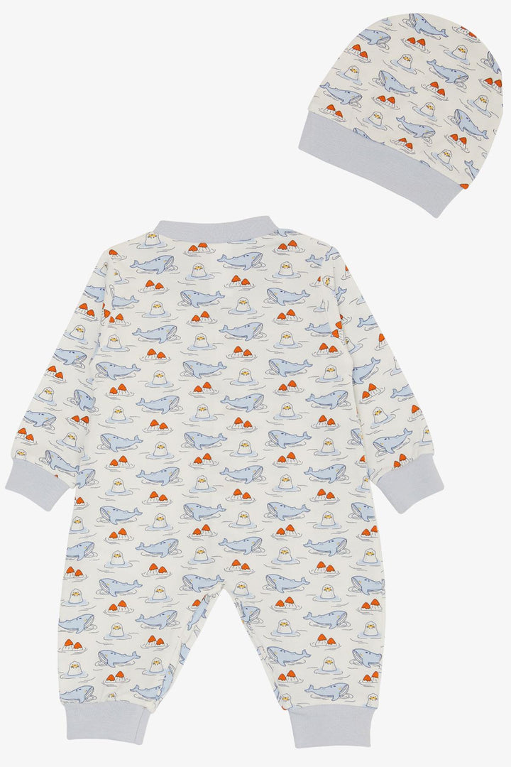 BRE Breeze Baby Boy Romper Cute Sea Friends Whale&Seal Patterned 0-6 Months, White - Salzgitter