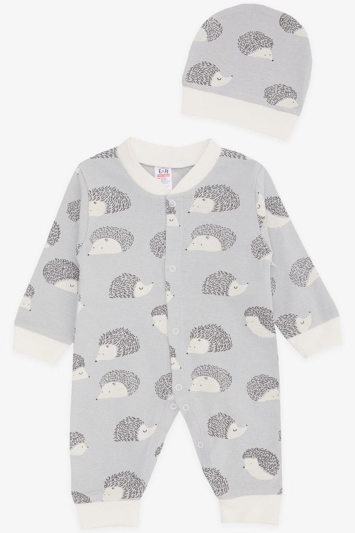 BRE Breeze Baby Boy Romper Cute Hedgehog Patterned 0-3 Months-6 Months, Gray - Urbandale