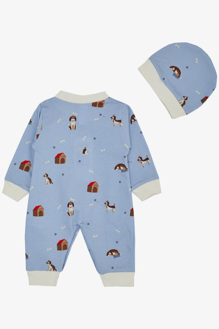 BRE Breeze Baby Boy Romper Cute Puppy Patterned 0-6 Months, Light Blue - Saarlouis