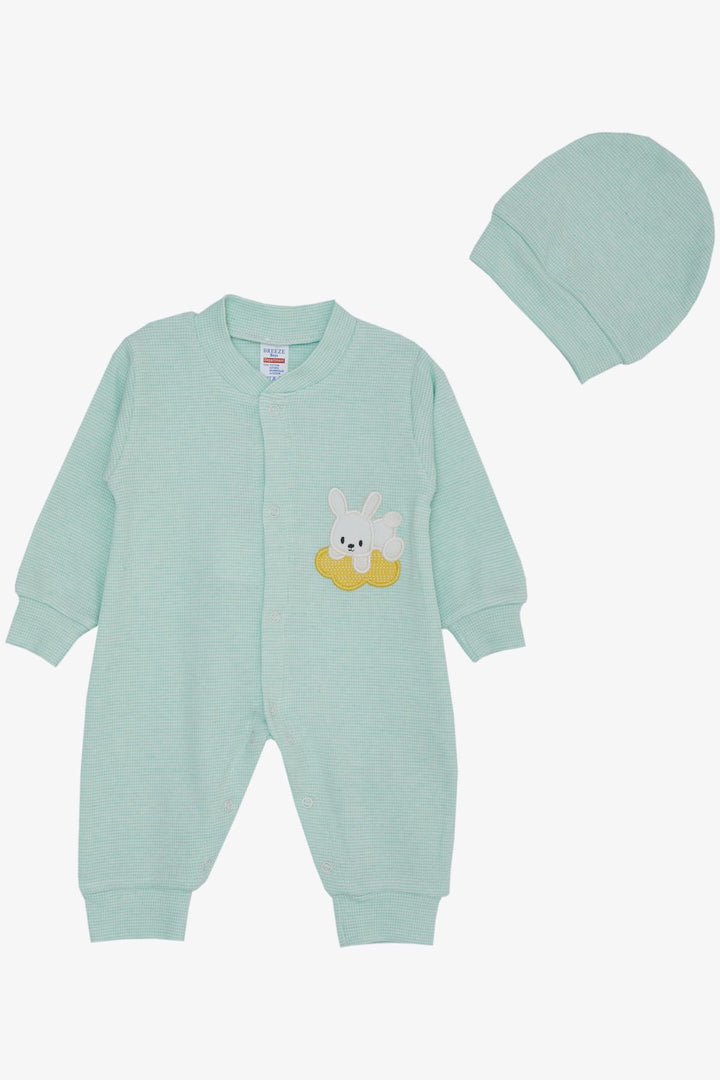 BRE Breeze Baby Boy Romper Cute Bunny Embroidered 0-6 Months, Water Green - Innsbruck