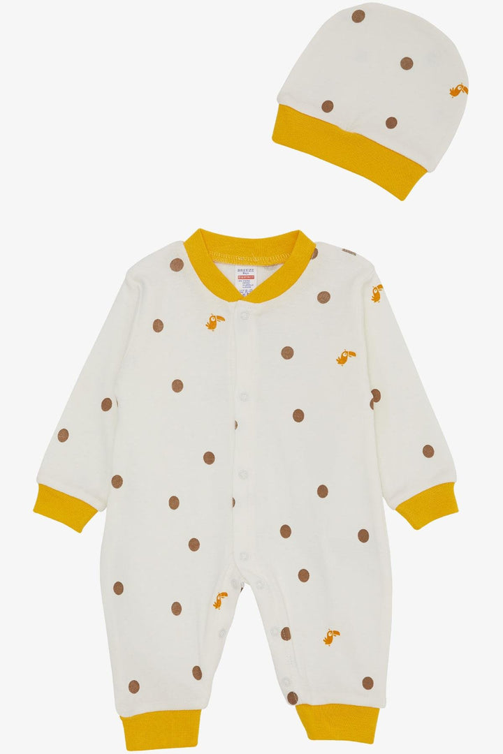 BRE Breeze Baby Boy Romper Cute Toucan Bird Patterned Polka Dot 0-6 Months, Ecru - Antelope