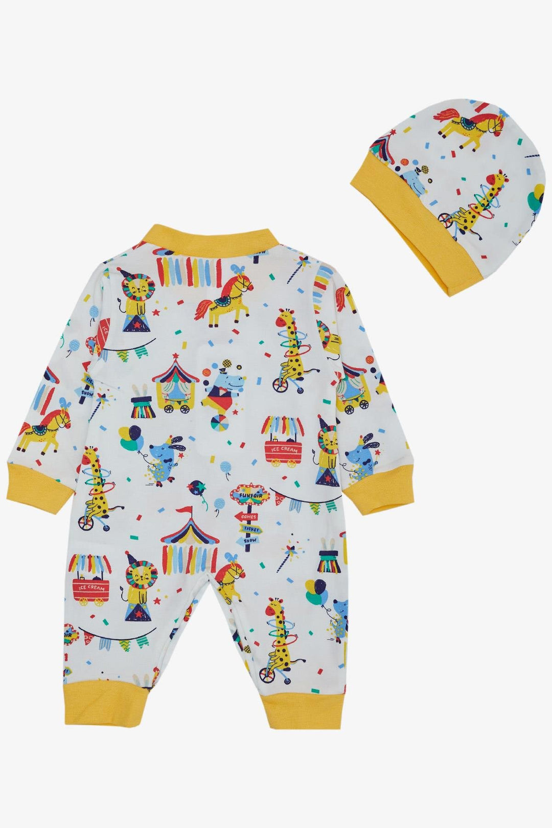 BRE Breeze Baby Boy Romper Circus Themed 0-6 Months, White - Hackensack