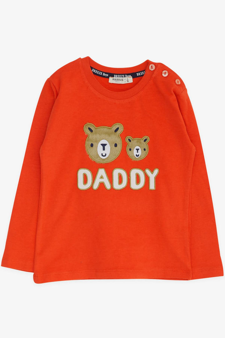 BRE Breeze Baby Boy Long Sleeve T-Shirt Bear Printed 9 Months-3 Years, Orange - Rotorua