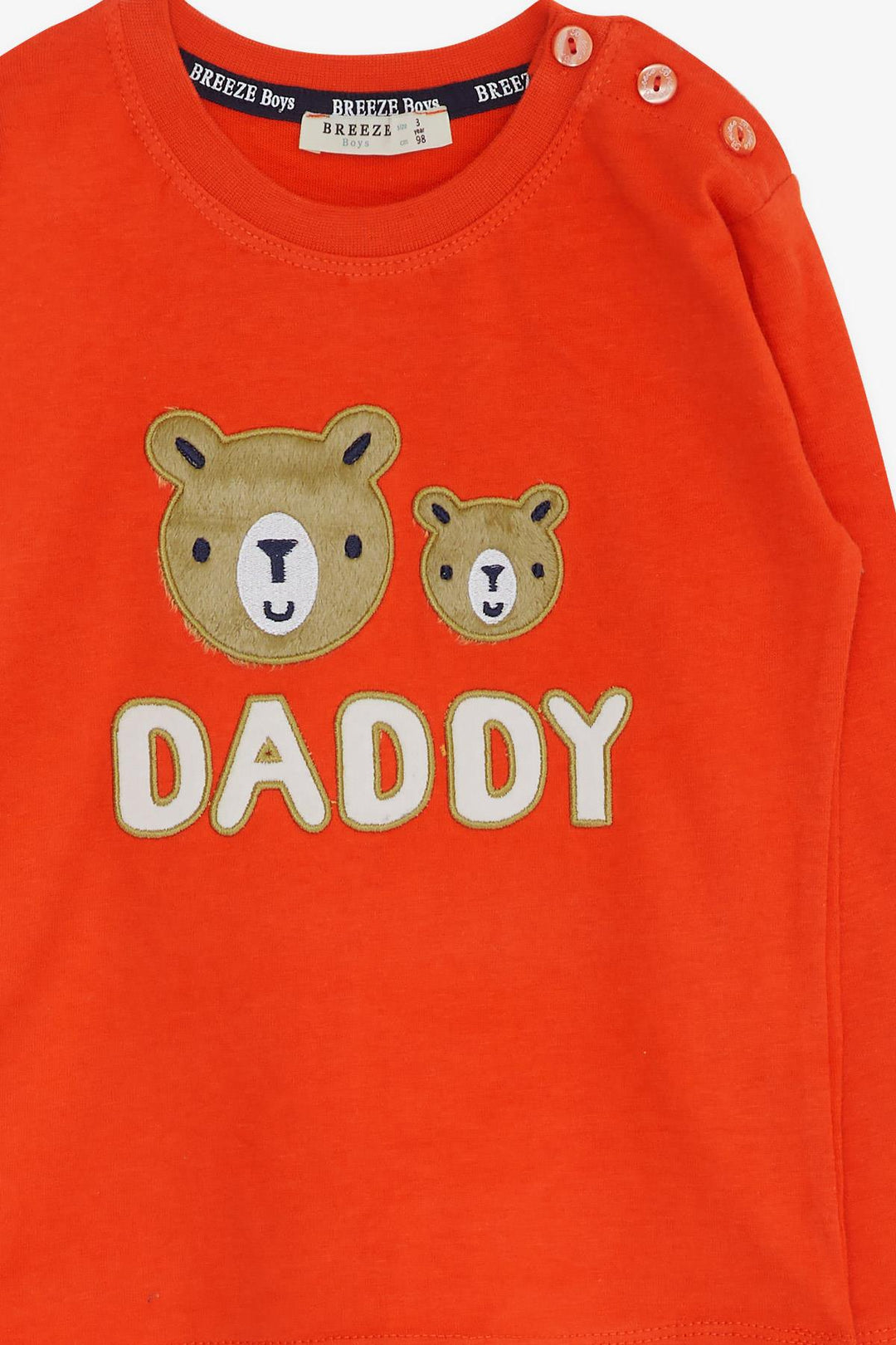 BRE Breeze Baby Boy Long Sleeve T-Shirt Bear Printed 9 Months-3 Years, Orange - Rotorua