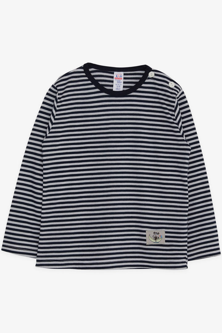 BRE Breeze Baby Boy Long Sleeve Striped T-Shirt 9 Months-3 Years, Navy Blue - Gap