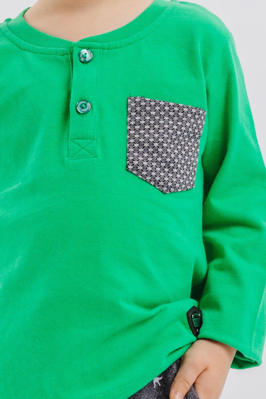 BRE Breeze Baby Boy Long Sleeve T-Shirt with Pocket and Buttoned Arm Patch 9 Months-3 Years, Green - Glenview