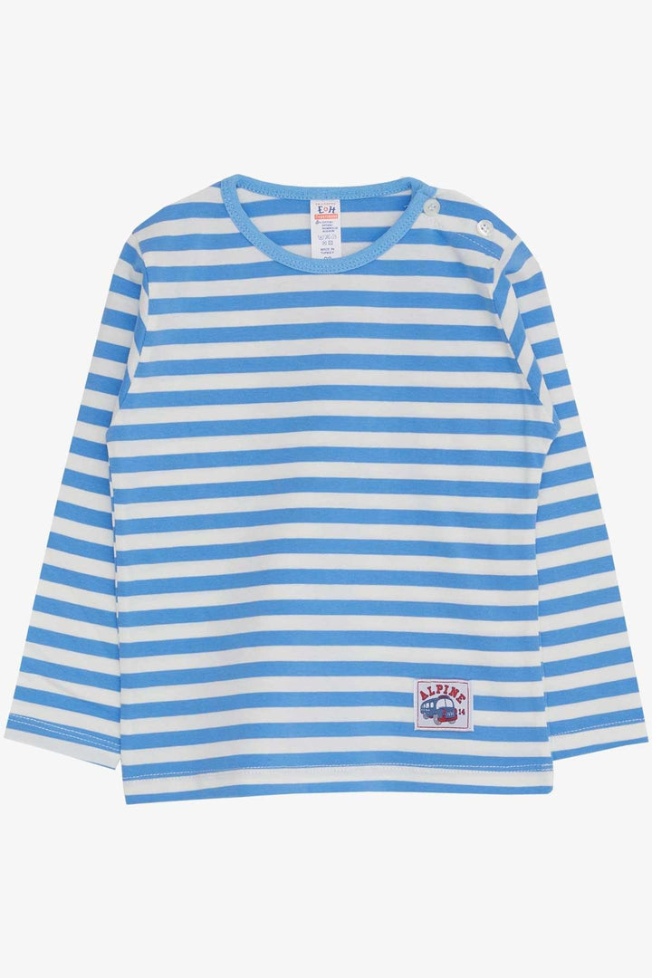 BRE Breeze Baby Boy Long Sleeve Striped T-Shirt 9 Months-3 Years, Light Blue - Valdosta