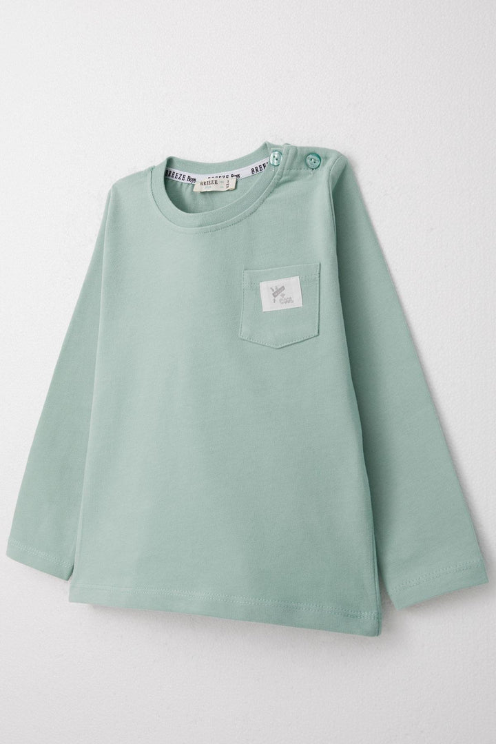 BRE Breeze Baby Boy Long Sleeve T-Shirt with Cool Writing and Arm Pocket 9 Months-3 Years, Aqua Green - Móstoles