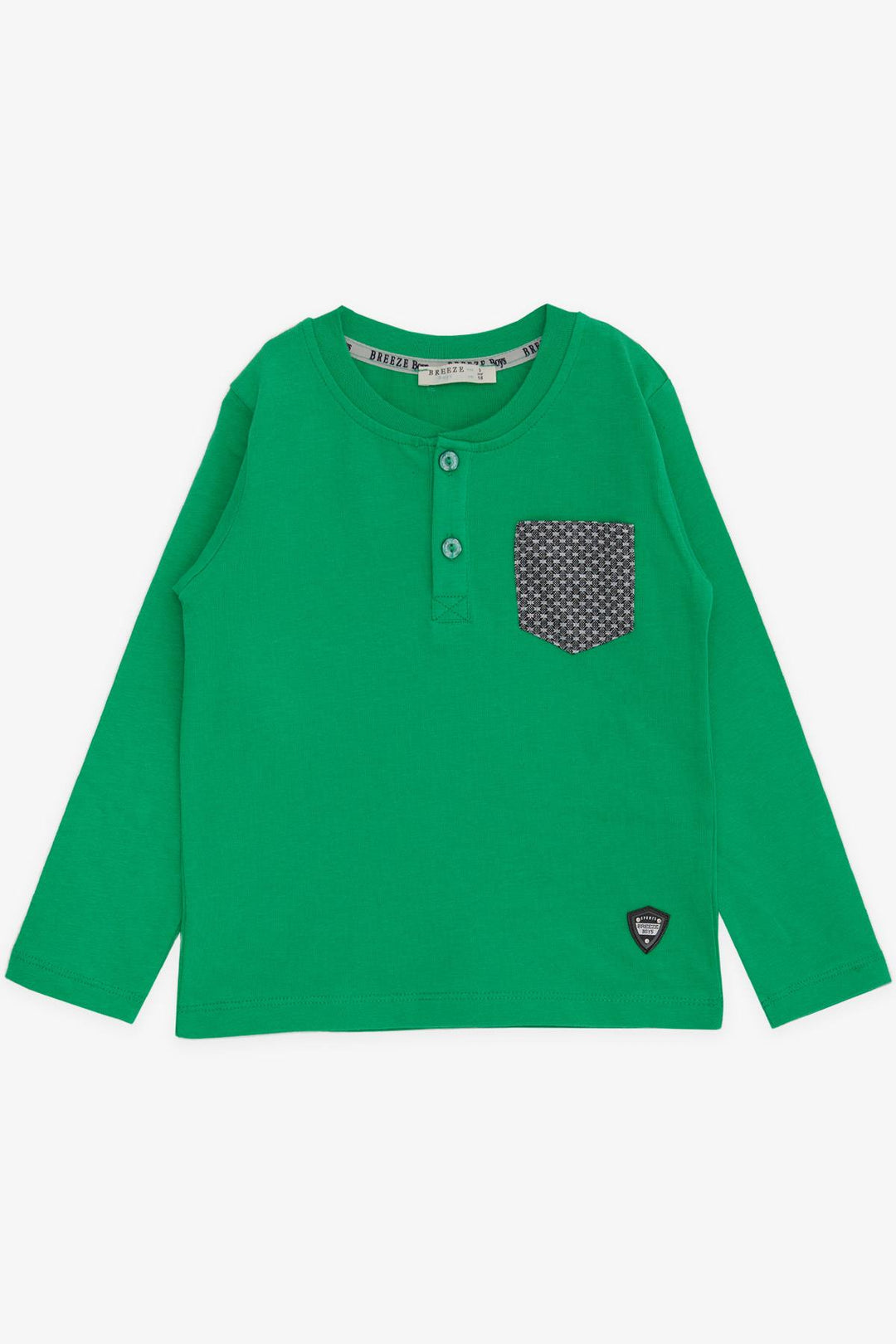 BRE Breeze Baby Boy Long Sleeve T-Shirt with Pocket and Buttoned Arm Patch 9 Months-3 Years, Green - Glenview