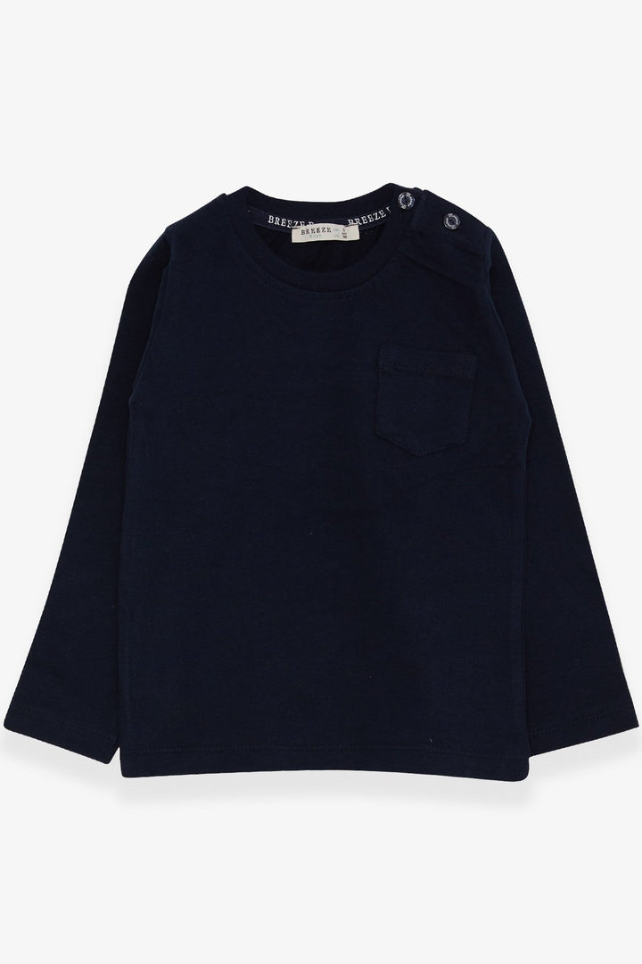 BRE Breeze Baby Boy Long Sleeve T-Shirt with Pocket 9 Months-3 Years, Navy Blue - Gllogovc