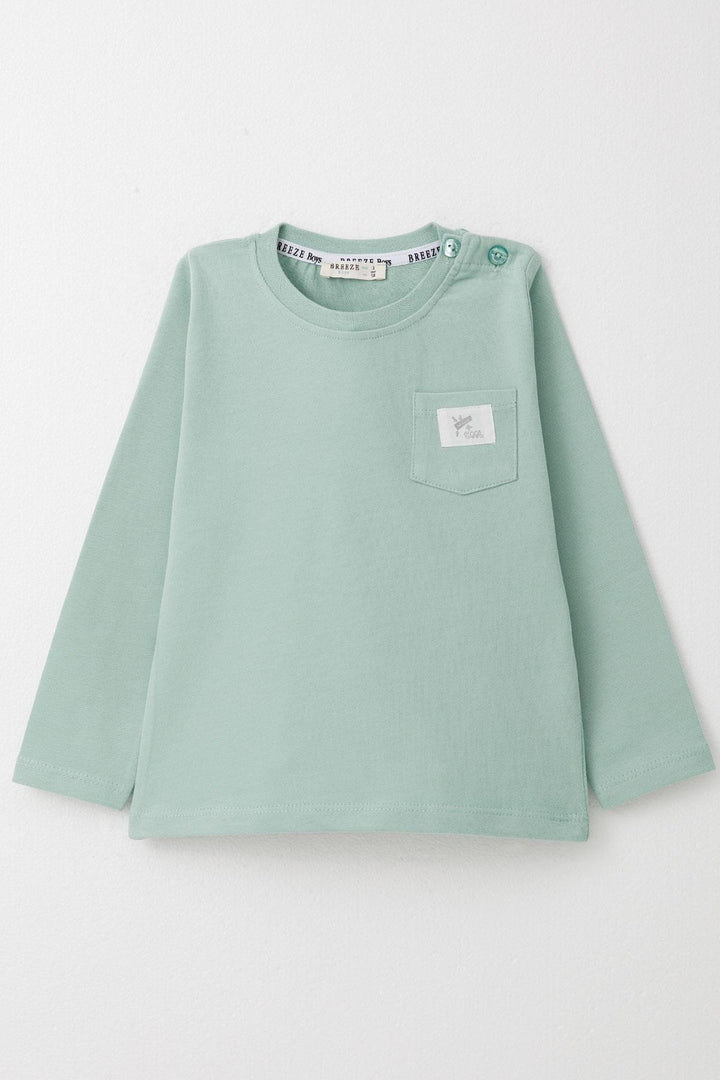 BRE Breeze Baby Boy Long Sleeve T-Shirt with Cool Writing and Arm Pocket 9 Months-3 Years, Aqua Green - Móstoles