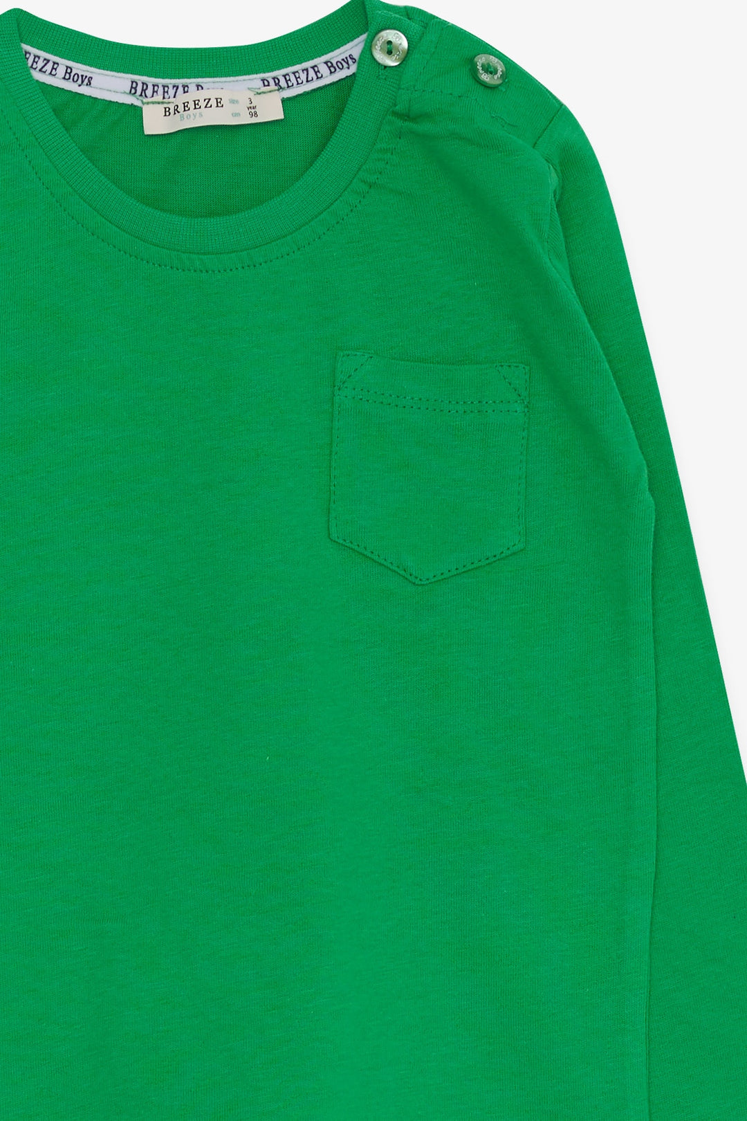 BRE Breeze Baby Boy Long Sleeve T-Shirt with Pocket 9 Months-3 Years, Green - New Brunswick