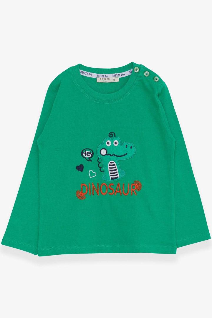 BRE Breeze Baby Boy Long Sleeve T-Shirt with Dinosaur Embroidery 9 Months-3 Years, Green - Heroica Ciudad de Tlaxiaco