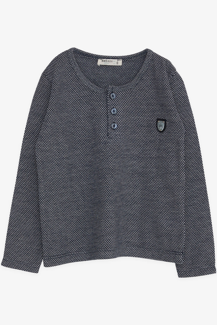 BRE Breeze Baby Boy Long Sleeve T-Shirt Patterned with Emblem 9 Months-3 Years, Navy Blue - El Dorado