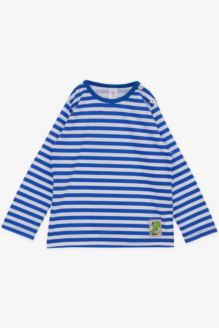 BRE Breeze Baby Boy Long Sleeve T-Shirt Striped Dinosaur Printed 9 Months-3 Years, Dark Blue - Detroit