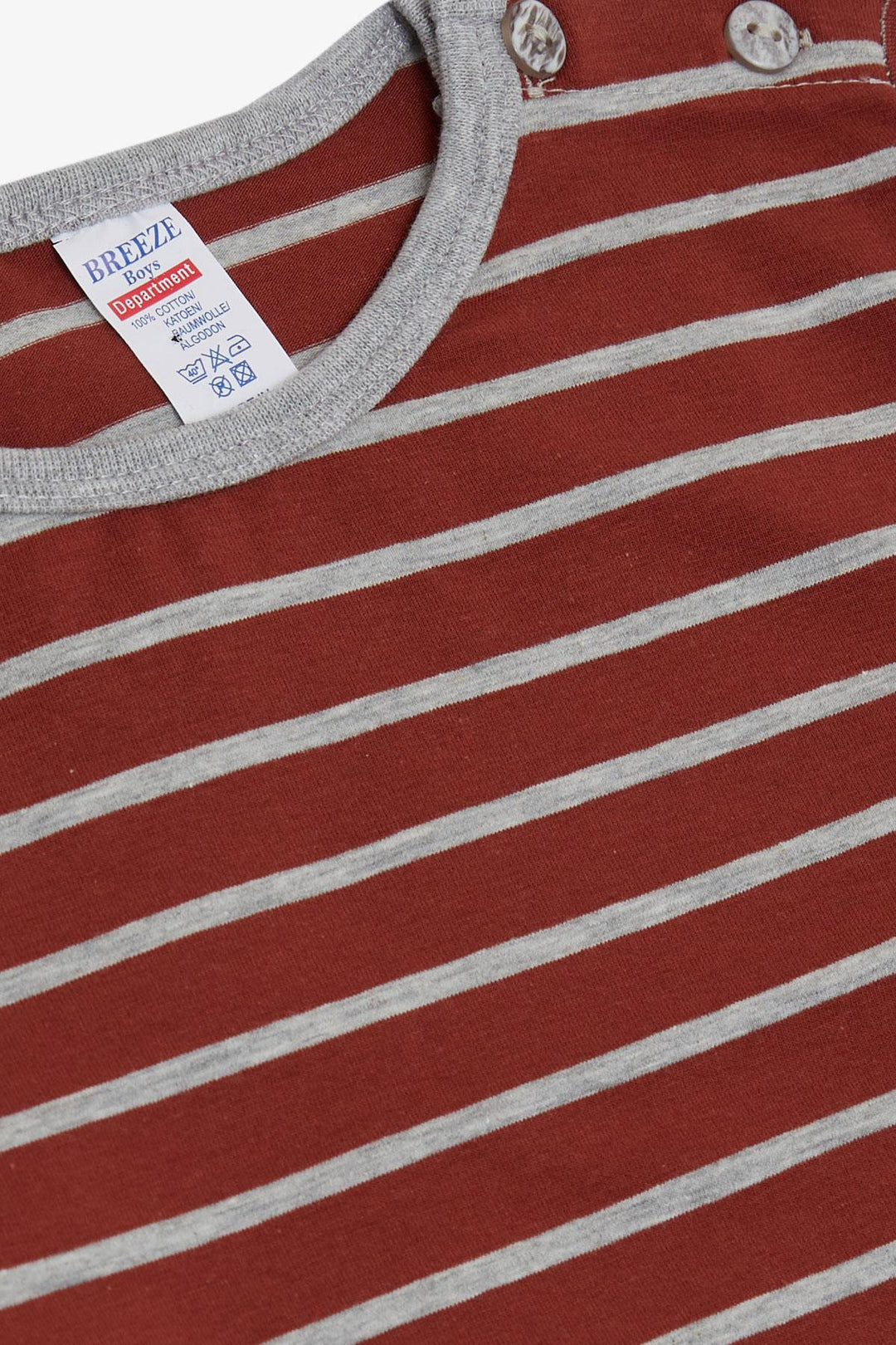 BRE Breeze Baby Boy Long Sleeve T-Shirt Striped 9 Months-3 Years, Terracotta - Offenburg