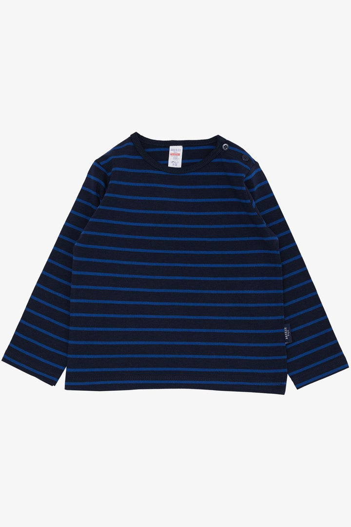 BRE Breeze Baby Boy Long Sleeve T-Shirt Striped 9 Months-3 Years, Navy Blue - Lehrte