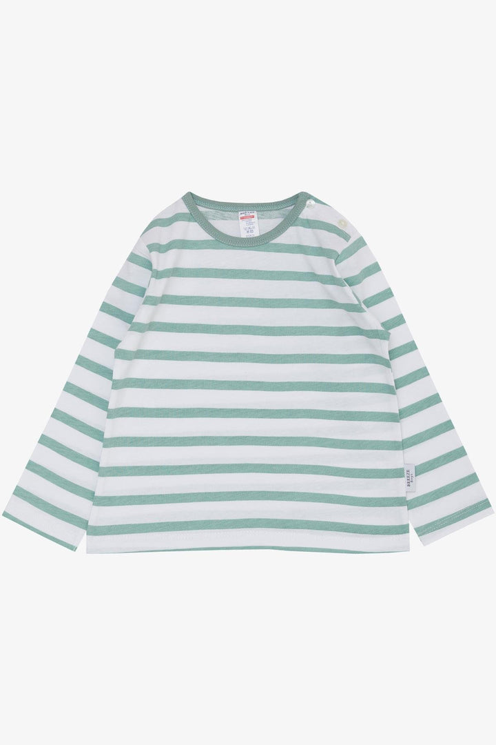 BRE Breeze Baby Boy Long Sleeve T-Shirt Striped 9 Months-3 Years, Aqua Green - Lehigh Acres