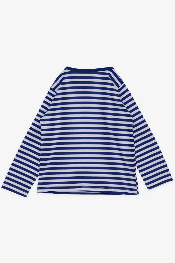 BRE Breeze Baby Boy Long Sleeve T-Shirt Striped Bus Printed 9 Months-3 Years, Sky Blue - Santa Pola