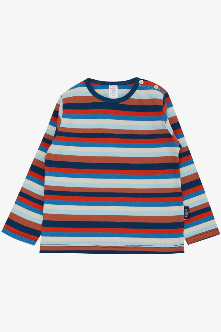 BRE Breeze Baby Boy Long Sleeve T-Shirt Striped Colorful 9 Months-3 Years, Mixed Color - Elyria