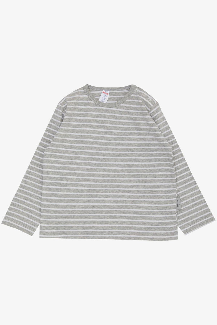 BRE Breeze Baby Boy Long Sleeve T-Shirt Striped 9 Months-3 Years, Grey Melange - Issy-les-Moulineaux