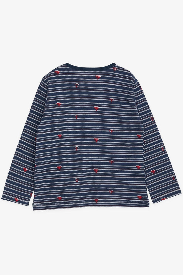 BRE Breeze Baby Boy Long Sleeve T-Shirt Patched Sea Themed 9 Months-3 Years, Dark Blue - Liepāja