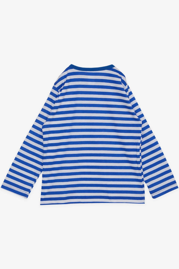 BRE Breeze Baby Boy Long Sleeve T-Shirt Striped Dinosaur Printed 9 Months-3 Years, Dark Blue - Detroit