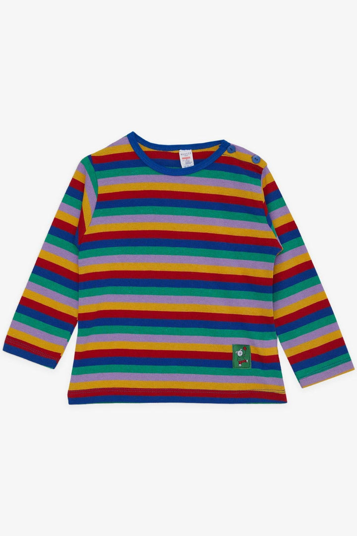 BRE Breeze Baby Boy Long Sleeve T-Shirt Striped with Bear Print 9 Months-3 Years, Mixed Color - Flower Mound