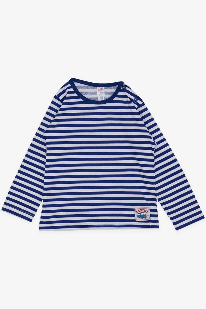 BRE Breeze Baby Boy Long Sleeve T-Shirt Striped Bus Printed 9 Months-3 Years, Sky Blue - Santa Pola