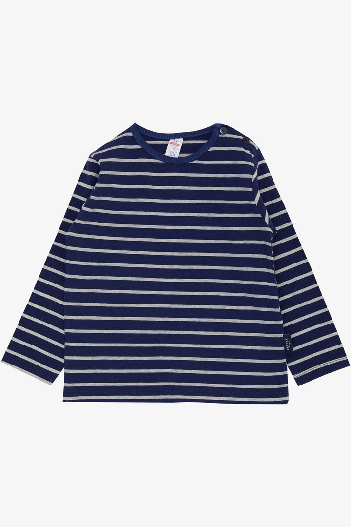 BRE Breeze Baby Boy Long Sleeve T-Shirt Striped 9 Months-3 Years, Navy Blue - Chalco