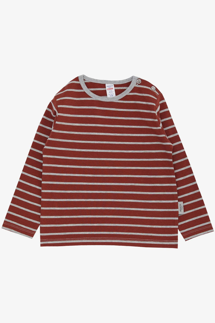 BRE Breeze Baby Boy Long Sleeve T-Shirt Striped 9 Months-3 Years, Terracotta - Offenburg