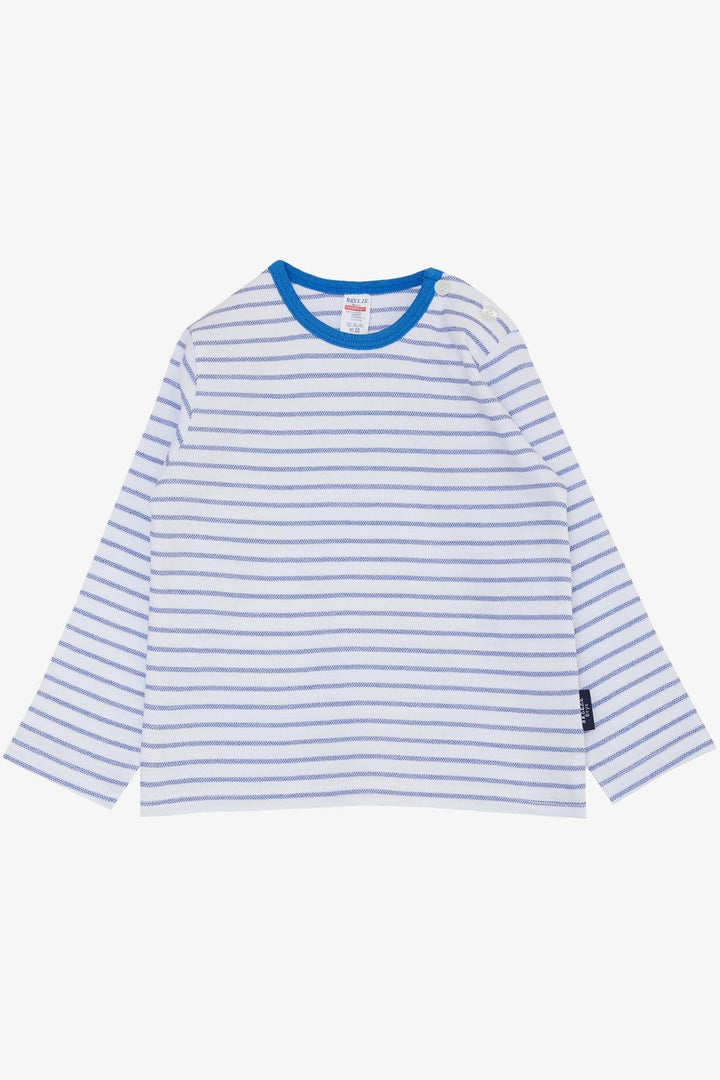 BRE Breeze Baby Boy Long Sleeve T-Shirt Striped 9 Months-3 Years, White - Walsall