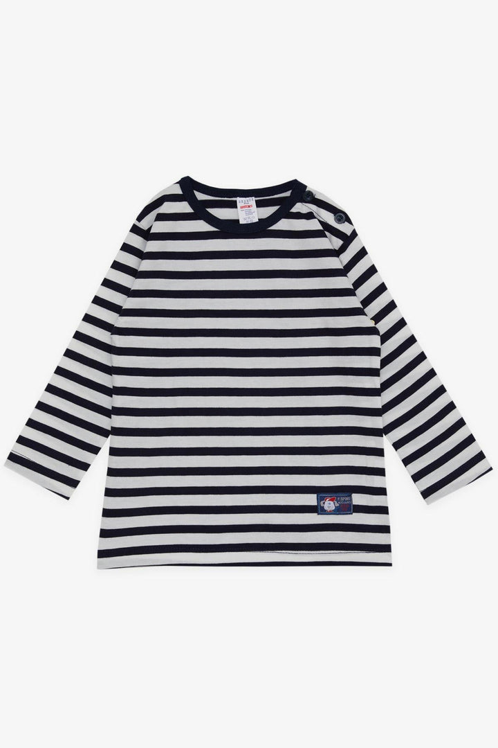 BRE Breeze Baby Boy Long Sleeve T-Shirt with Patched Hat Dog Printed 9 Months-3 Years, Navy Blue - Lousada