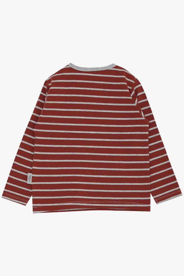 BRE Breeze Baby Boy Long Sleeve T-Shirt Striped 9 Months-3 Years, Terracotta - Offenburg