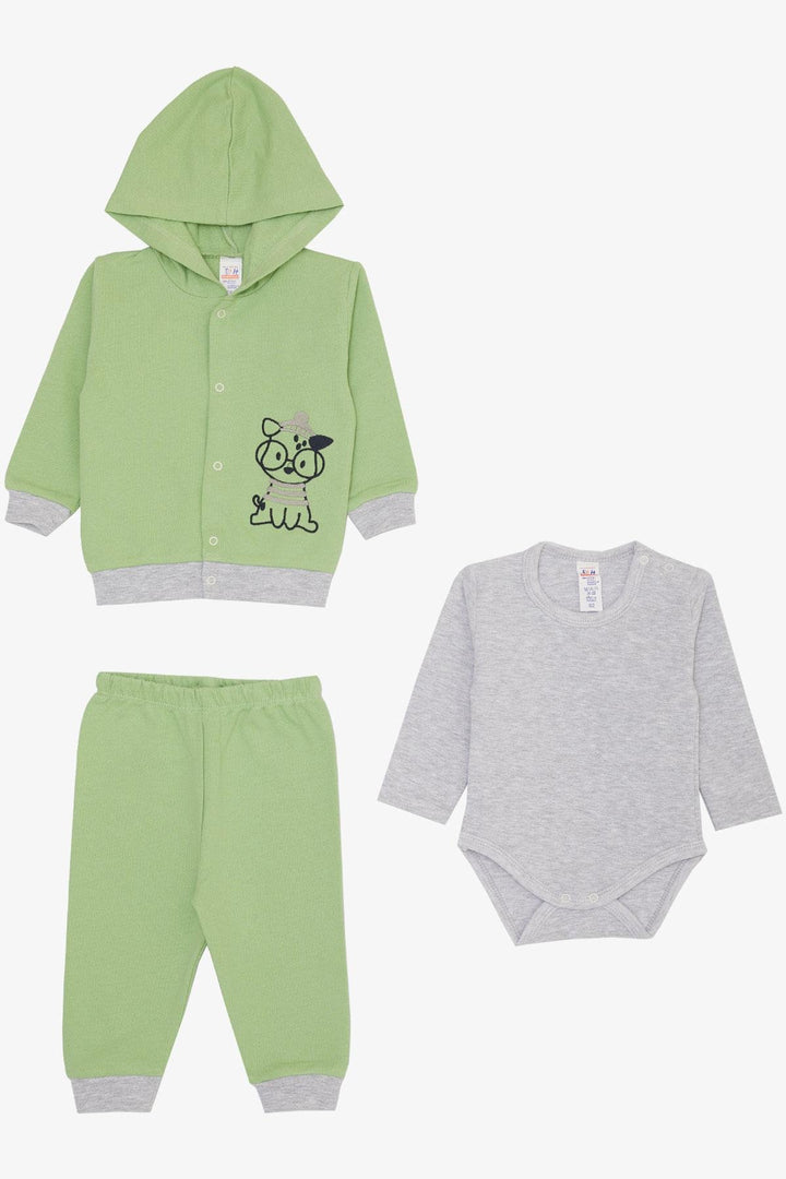 BRE Breeze Baby Boy Bodysuit 3-Piece Set Cute Dalmatian Eyeglasses Dog Embroidered 4 Months Year, Green - Saint-Brieuc