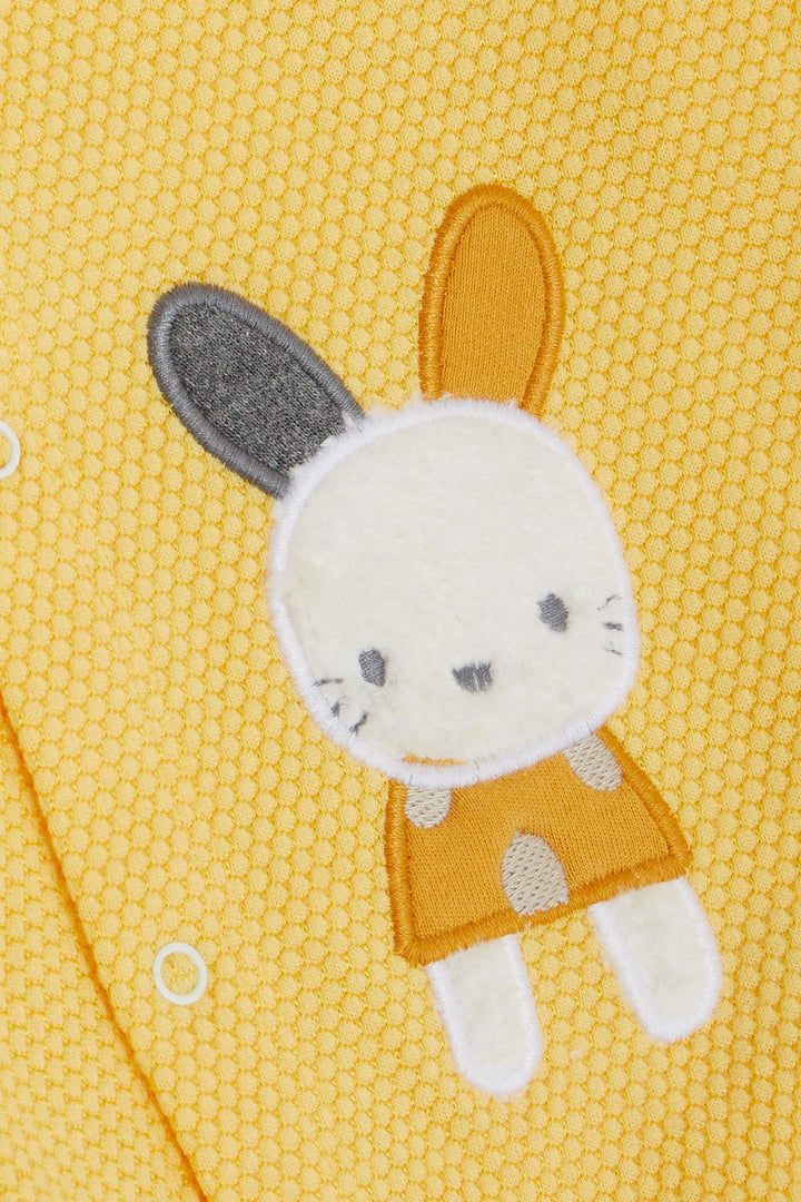 BRE Breeze Baby Boy Bodysuit 3-Piece Set with Cute Bunny Embroidery Hooded 4 Months Year, Yellow - Nicastro