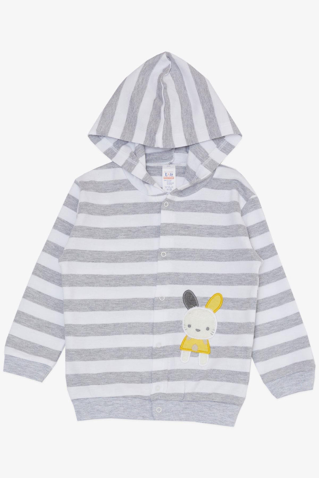 BRE Breeze Baby Boy Bodysuit 3-Piece Set with Cute Bunny Embroidery Hooded 4 Months Year, Light Gray Melange - Hurst