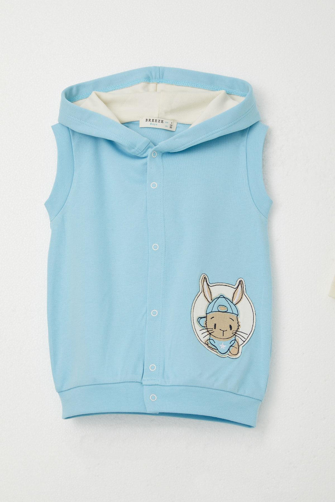 BRE Breeze Baby Boy Bodysuit 3-Piece Set Cute Bunny Embroidered 4 Months Year, Light Blue - Germantown